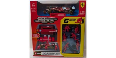 Bburago 1/43scale Ferrari PIT PASS Set SF-25 No. 16 C. Leclerc (6-Piece Crew/Paddock Garage)  [No.18-36865L]