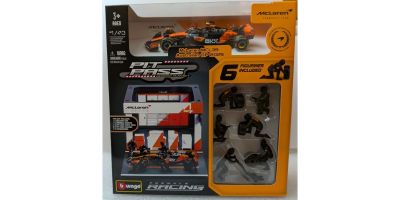 Bburago 1/43scale McLaren PIT PASS Set MCL39 No. 4 L. Norris (6-Piece Crew/Paddock Garage)  [No.BUR38457N]