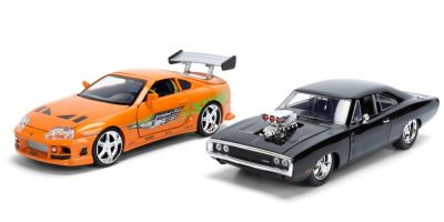 JADA TOYS 1/24 F&F ドミニク ダッジ チャージャー ブラック & ブライアン トヨタ スープラ　オレンジ ツインパック  [No.JADA37542]