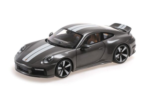 MINICHAMPS 1/18 ポルシェ 911 (992) スポーツ クラシック 2022 グレーメタリック/ストライプ  [No.110069201]
