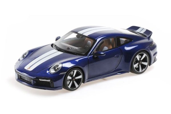 MINICHAMPS 1/18 ポルシェ 911 (992) スポーツ クラシック 2022 ブルーメタリック/ストライプ   [No.110069202]