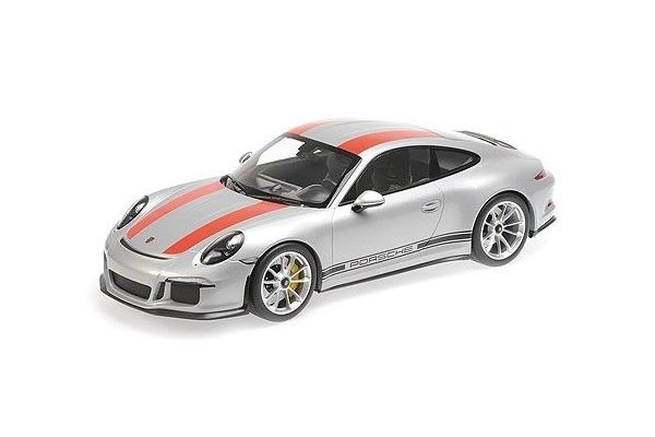 MINICHAMPS 1/12scale Porsche 911 R 2016 Silver / Red Stripe / Black Logo Stripe  [No.125066321]