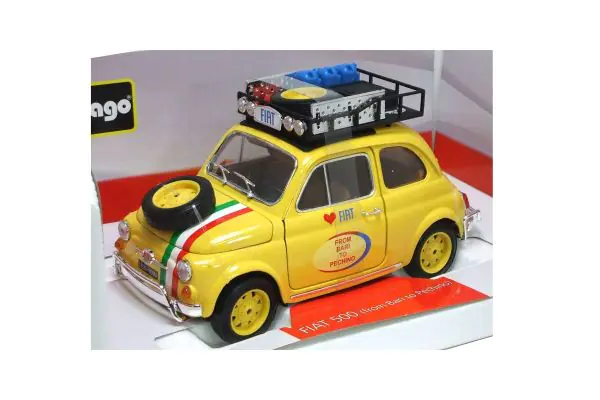 Bburago 1/18scale FIAT 500 FROM BARI TO PECHINO (2005) Yellow  [No.18-11024Y] - KYOSHO minicar