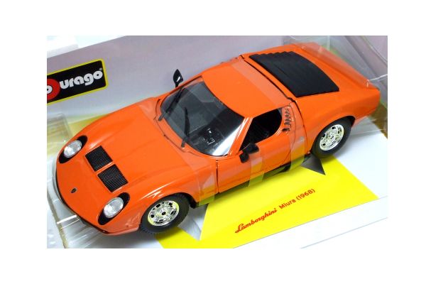 1968 Lamborghini Miura Orange Bburago 12072 1/18 Scale Diecast Model Toy Car 