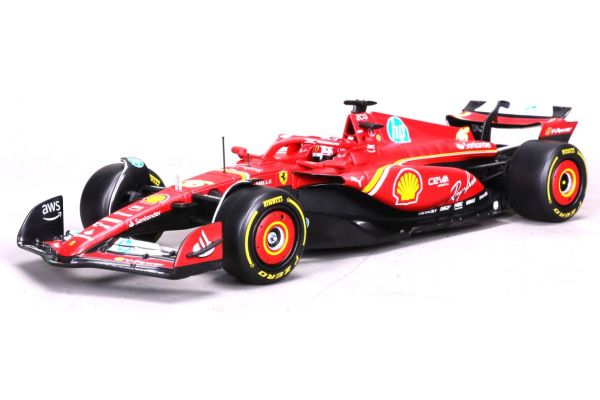 Bburago 1/24 フェラーリSF-24 2024 No,16.ルクレール ドライバー付  クリアケース  [No.18-26821L]