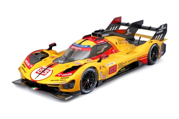 Bburago 1/43 フェラーリ 499P ル・マン 2024 No,83 イエロー クリアケース  [No.18-36317]