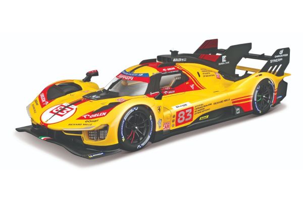 Bburago 1/18 フェラーリ 499P ル・マン 2024 No,83 イエロー ウィンドウボックス  [No.18-16304Y]