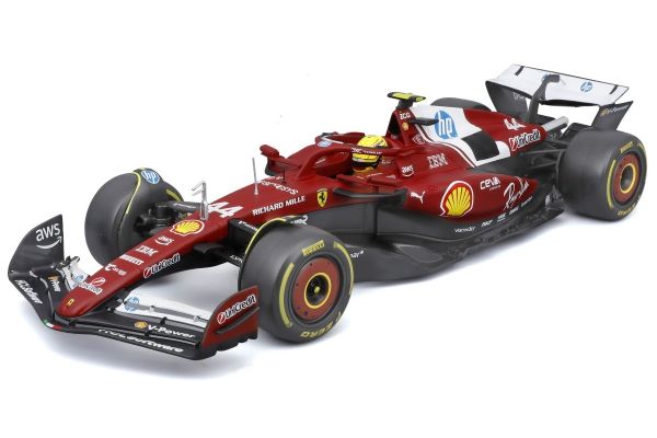 Bburago 1/18 フェラーリ SF-25 2025 オーストラリアGP No,44 L.ハミルトン ドライバー付 ウィンドウボックス  [No.18-16816H]
