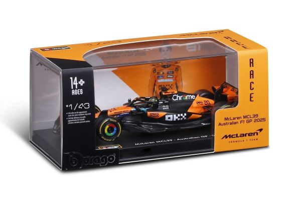 Bburago 1/43 マクラーレン F1チーム MCL39 2025 No,81 O.ピアストリ ドライバー付  [No.BUR38249P]