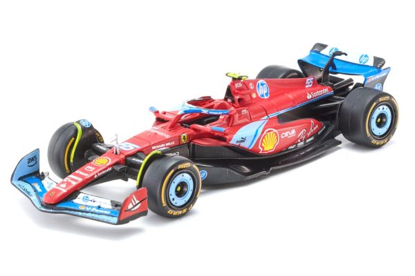 Bburago 1/43 フェラーリ SF-24 マイアミGP 2024 No.55 C.サインツ Jr. ウィンドウボックス  [No.18-36844SMIA]