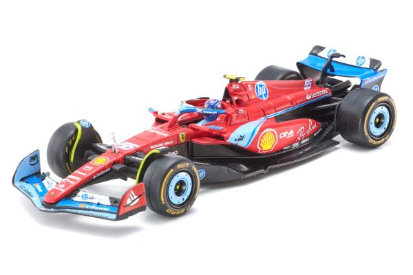 Bburago 1/43 フェラーリ SF-24 マイアミGP 2024 No.55 C.サインツ Jr. ドライバー付 クリアケース  [No.18-36843SMIA]