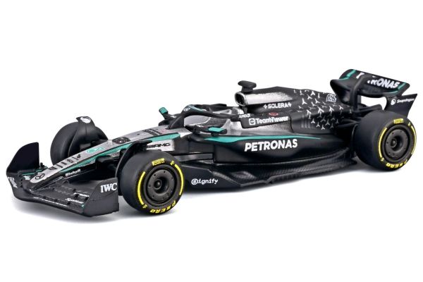 Bburago 1/64 メルセデス-AMG ペトロナス F1チーム Team W16 2025 オーストラリアGP No,63 G.ラッセル クリアケース/ドライバー無  [No.BUR58008R]