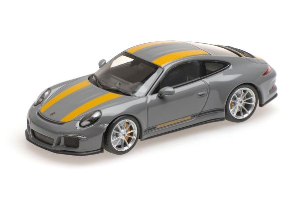 MINICHAMPS 1/43scale PORSCHE 911 R – 2016 – NARDOGREY W/ YELLOW STRIPES W/ BLACK SIDEWAYS & YELLOW WRITING  [No.410066232]