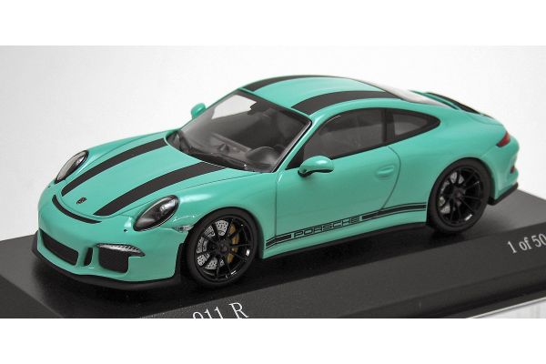 ALMOST REAL 1/43scale Porsche 911R 991 2016 Mint Green / Black stripe  [No.413066228]