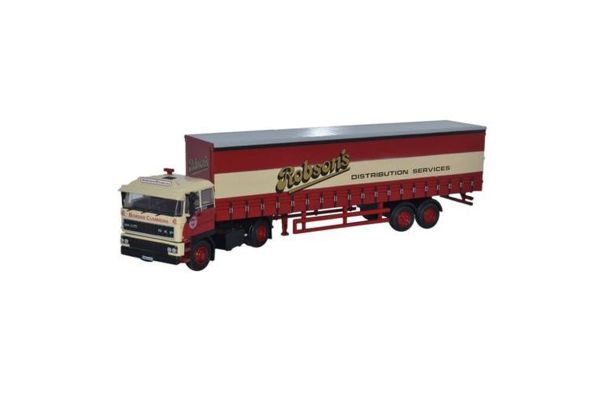 OXFORD 1/76scale DAF2800 40ft Curtainsideトレーラー Robsons Red/Cream [No.OX76D28001]