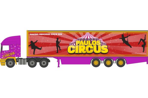 OXFORD 1/76 ERF EC14 オリンピック ボックストレーラー パウロス サーカス  [No.OX76EC005]