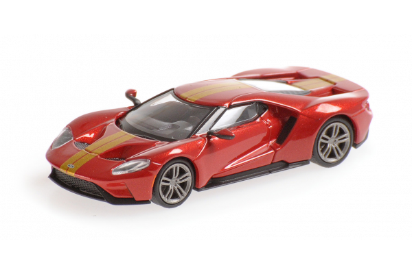 MINICHAMPS 1/87scale Ford GT 2018 Red Metallic / Gold Stripe 