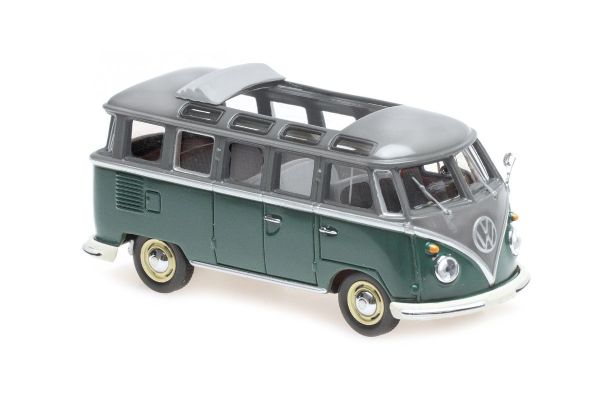 MINICHAMPS 1/43scale Volkswagen Samba Bus 1961 Green/Gray  [No.940052300]