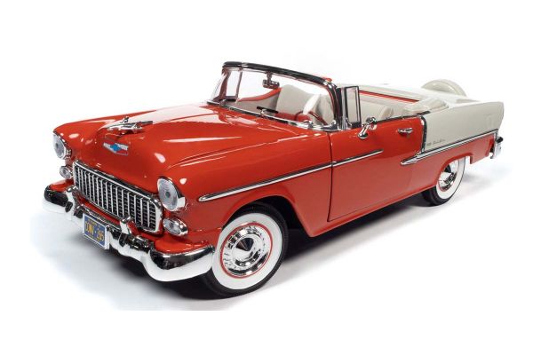 AMERICAN MUSCLE 1/18scale 1955 Chevy Bel Air Convertible Red / White  [No.AMM1265]