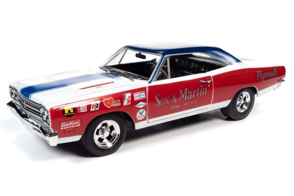 AUTO WORLD 1/18scale 1969 Sox & Martin Plymouth Roadrunner (LOTQM) Red/White/Blue  [No.AW276]