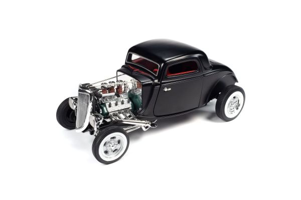 AUTO WORLD 1/18scale 1934 Ford 3 Window Coupe High Boy Hot Rod Satin Black  [No.AW292]