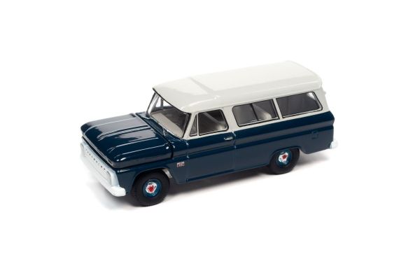 AUTO WORLD 1/64scale 1966 Chevy Suburban Dark Blue / White Roof  [No.AWSP091B]