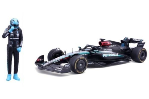 Bburago 1/24 メルセデス-AMG ペトロナス F1チーム W15 2024 Eパフォーマンス No,63  G.ラッセル ドライバー付 ウィンドウボックス  [No.BUR28069R]