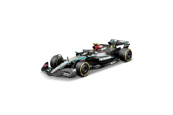 Bburago 1/43 メルセデス-AMG ペトロナス F1チーム W15(2024) Eパフォーマンス No,44 L.ハミルトン ヘルメット付(クリアケース)  [No.BUR38209H]