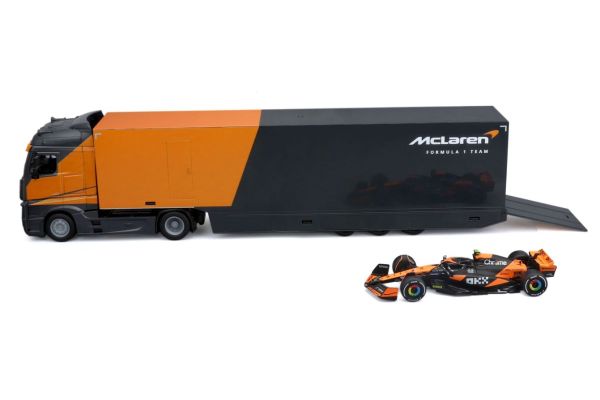 Bburago 1/43 メルセデス ベンツ アクトロス キャブ &トレーラー マクラーレン MCL38 No,4 L.ノリス  [No.BUR38401]