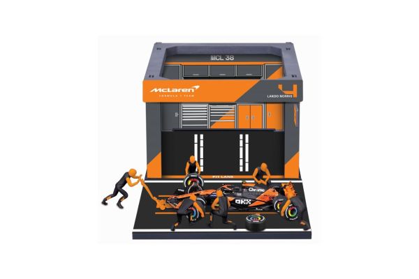 Bburago 1/43 マクラーレン F1 チーム PIT PASS セット MCL38 No,4 L.ノリス(クルー×6pcs,パドックガレージ)  [No.BUR38451N]