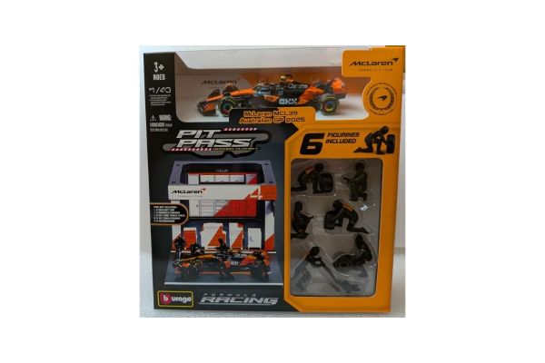 Bburago 1/43 マクラーレン PIT PASS セット MCL39  No,4 L.ノリス (クルー×6pcs パドックガレージ)  [No.BUR38457N]