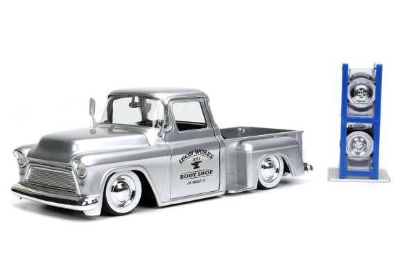 JADA TOYS 1/24scale 1955 Chevy Step Side Pickup Silver / IRON WORKS  [No.JADA32312]