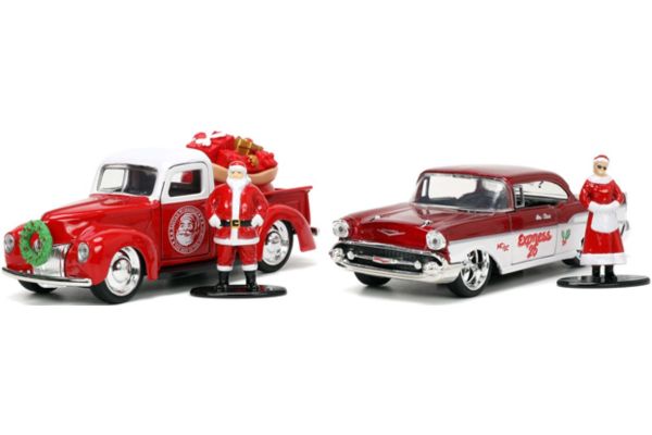 JADA TOYS 1/32scale 1941 Ford Pickup & 1957 Bel Air Santa Set with Santa & Mrs. Claus figures  [No.JADA34441]