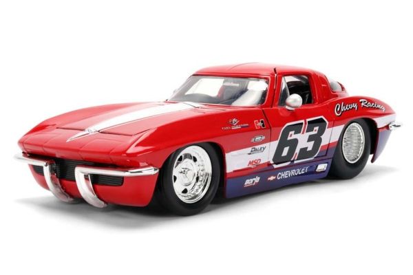 JADA TOYS 1/24 1963 シェビー コルベット スティングレイ レッド/#63  [No.JADA36594]
