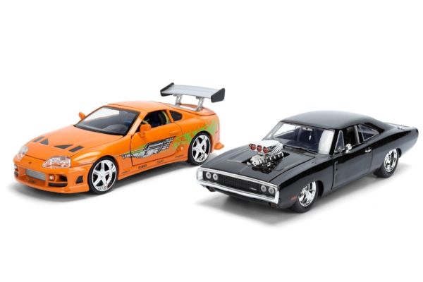 JADA TOYS 1/24 F&F ドミニク ダッジ チャージャー ブラック & ブライアン トヨタ スープラ　オレンジ ツインパック  [No.JADA37542]