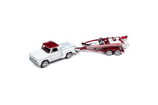 JOHNNY LIGHTNING 1/64scale 1965 Chevy Nomad Pickup & Bass Boat White/Red  [No.JLBT019A]