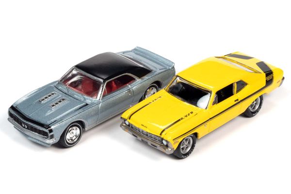 JOHNNY LIGHTNING 1/64scale Jenko 2 set 1967 Camaro Blue / Black + 1970 Nova Deuce Yellow  [No.JLPK012B]