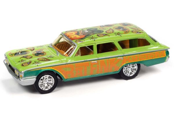 JOHNNY LIGHTNING 1/64scale 1960 Ford Country Squire Green / Orange Rat Fink  [No.JLSP146A]