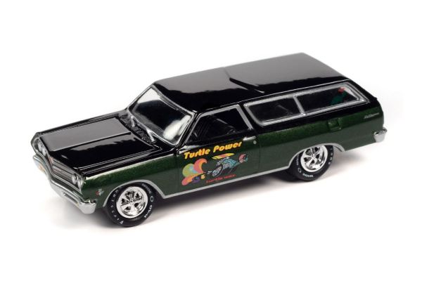 JOHNNY LIGHTNING 1/64scale 1965 Chevy Chevrolet Wagon Turtle Wax Green / Black  [No.JLSP173A]
