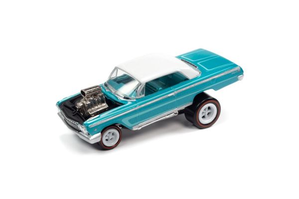 JOHNNY LIGHTNING 1/64scale 1962 Chevy Impala Coupe Zinger's Teal Blue / Pearl White  [No.JLSP207A]