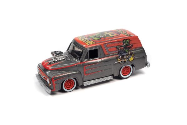 JOHNNY LIGHTNING 1/64 1955 フォード パネル エンジン ブロワー ガンメタル/レッド Rat Fink  [No.JLSP259]