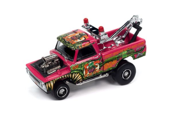 JOHNNY LIGHTNING 1/64 1965 シェビー ピックアップ トウ トラック ジンガーズ Rat Fink マジェンタ  [No.JLSP360B]