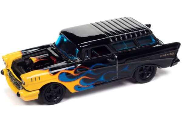 JOHNNY LIGHTNING 1/64scale 1957 Chevy Nomad Black/Blue Flames  [No.JLSP362A]