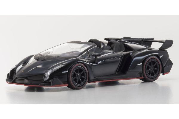 販売終了: KYOSHO 1/64 Lamborghini Veneno Road Ster Black/Red Line Black [No.KS07051A8]