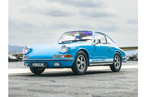 京商オリジナル 1/18 ポルシェ 911S (クリスタルブルー/ホワイトストライプ)   [No.KS08978BLW]