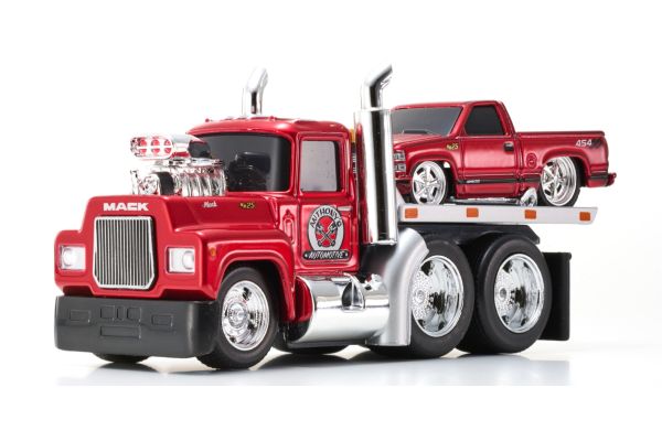 MAISTO 1/64 MT 1980 マックR685ST フラットベッド/1993 シボレー 454 SS ピックアップ メタリックダークレッド 25thアニバーサリー  [No.MS11564CV]