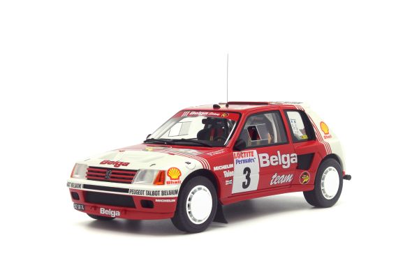 OttO mobile 1/18scale Peugeot 205 T16 Group B Belga Rallye Ypres 1985 (Red / White) World limited 2000  [No.OTM647]