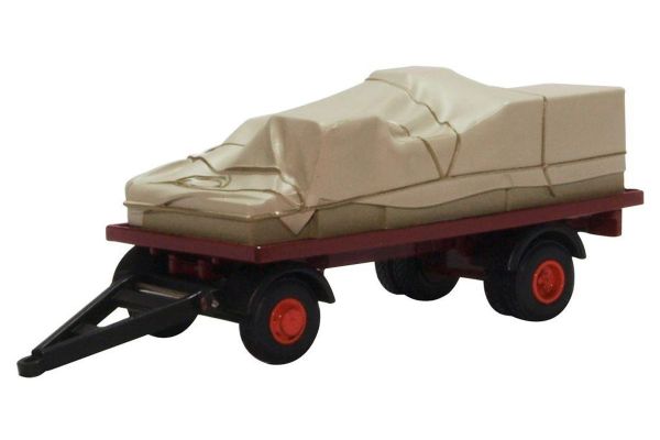 OXFORD 1/76scale Canvassed trailer (traction section only) Maroon / Red  [No.OX76CTR002]