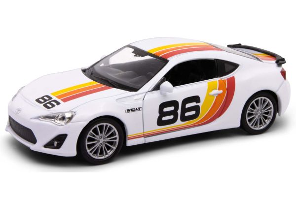 WELLY 1/34-1/39scale Toyota 86 No. 86 White (Yellow/Orange/Red Lines) (Pull-Back Series)  [No.WE43669S1WT]