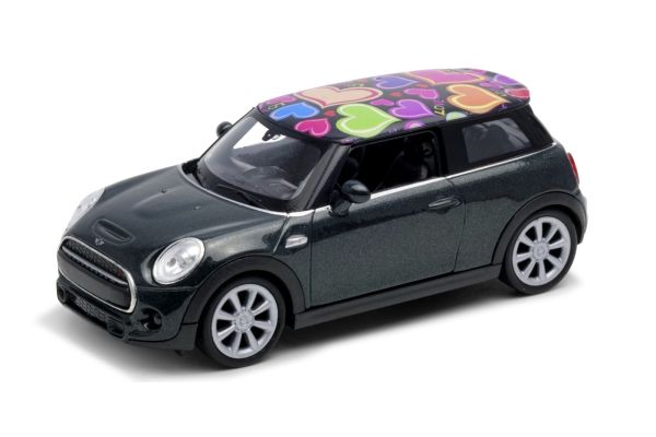 WELLY 1/34-1/39 ニュー ミニ ハッチ プリンティング ルーフ メタリックグリーン(プルバックシリーズ)  [No.WE43696R1GN]